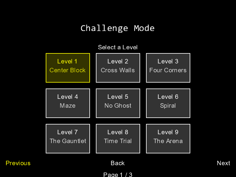 Challenge Mode level select showing the first nine of twenty levels